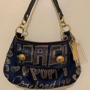 Authentic coach poppy bag blue and gold